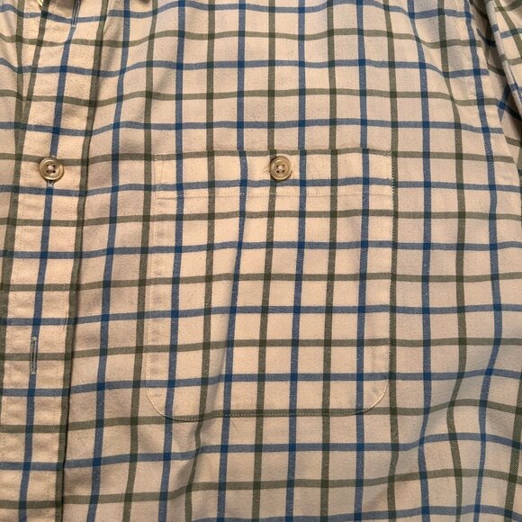 Orvis Mens Long Sleeve Button Down sz L off whirw/blue/green sz L - Picture 2 of 6